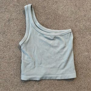 Women’s light green Hollister one shoulder ribbed crop top